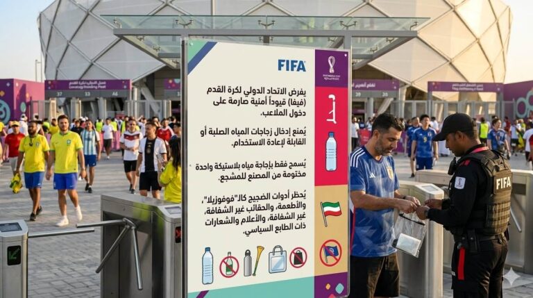الفيفا” أشياء ممنوعة علي المشجعين لدخول ملاعب كاس العالم 2026
