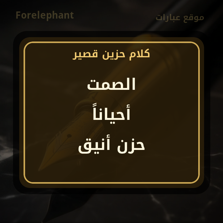 الصمت أحيانا حزن أنيق