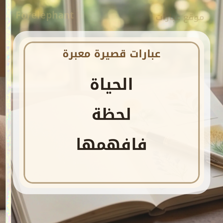 الحياة لحظة فافهمها