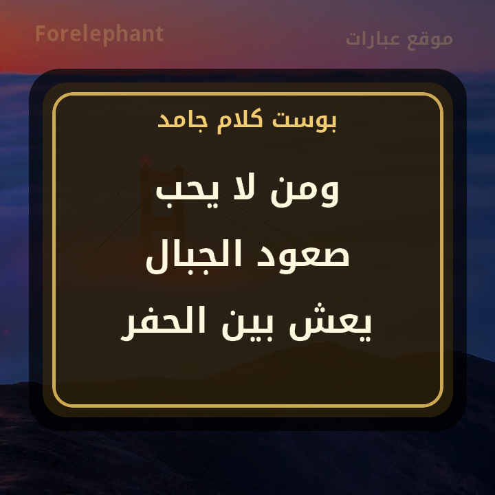 ومن لا يحب صعود الجبال يعش بين الحفر