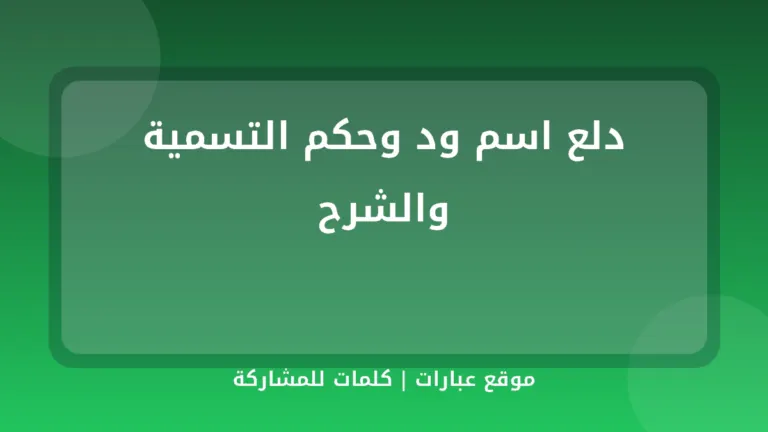 دلع اسم ود وحكم التسمية والشرح - موقع عبارات